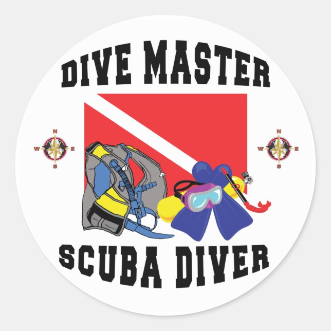 Adesivo Redondo Dive Master SCUBA Diver (Frente)