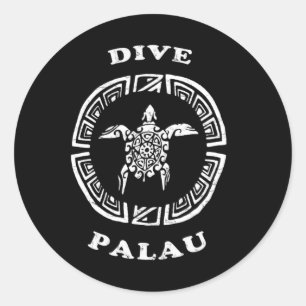 Adesivo Redondo Dive Palau Vintage Retro Tril Tartaruga Férias