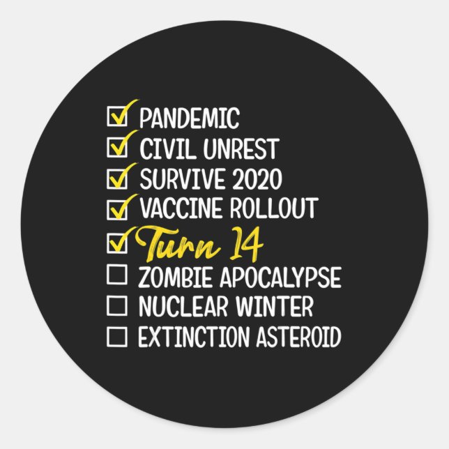 Adesivo Redondo Diversão 14 Birthday Dif 14 Anos Quarentena 202 (Frente)