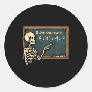 Adesivo Redondo Diversão 67 Meme Brainrot Piada Halloween Esquelet