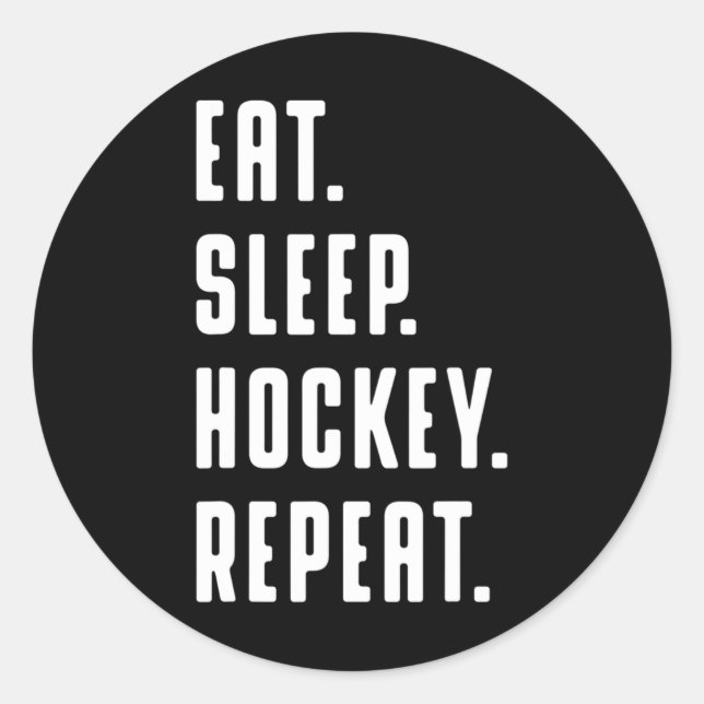 Adesivo Redondo Diversão Coma Hockey Com Sono Repete Gráfico Diver (Frente)