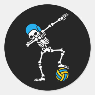 Adesivo Redondo Diversão Dab Dabbing Skeleton Water Polo Natação H