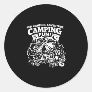 Adesivo Redondo Diversão de acampamento aventura engraçada fogueir