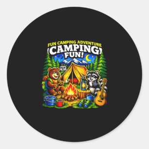 Adesivo Redondo Diversão de acampamento aventura engraçado fogueir
