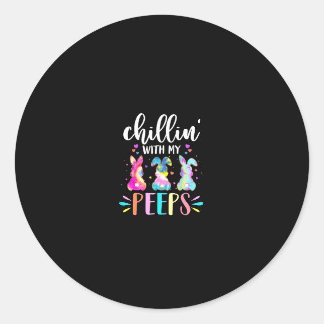 Adesivo Redondo Diversão De Chillin Com A Minha Páscoa De Tie Dye  (Frente)