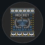 Adesivo Redondo Diversão do Festival Judaico Menorah Hanukkah Holi<br><div class="desc">Festa de Férias Judaica de Hockey Menorah Hanukkah</div>