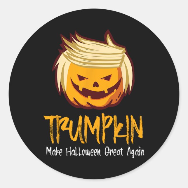 Adesivo Redondo Diversão do Halloween Donald Trump Figurume Ideia (Frente)