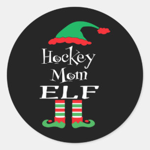 Adesivo Redondo Diversão do Hockey Mãe Elf Xmas Família Matam Mulh