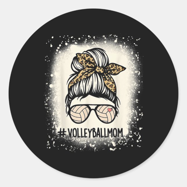 Adesivo Redondo Diversão do voleibol Mãe Voleibol Voleibol Mamão M (Frente)