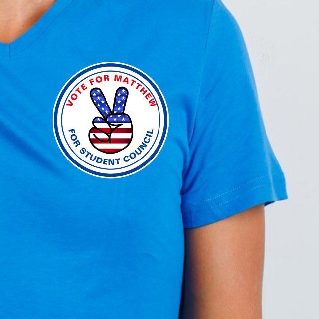 Adesivo Redondo Diversão do voto para presidente da classe: estrel (Criador carregado)