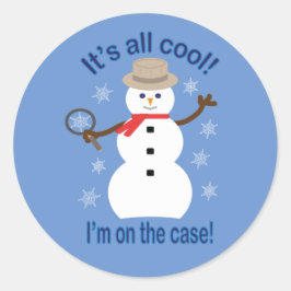 Adesivo Redondo Diversão e Rico É tudo Legal Detetive Snowman