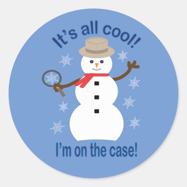 Adesivo Redondo Diversão e Rico É tudo Legal Detetive Snowman (Frente)