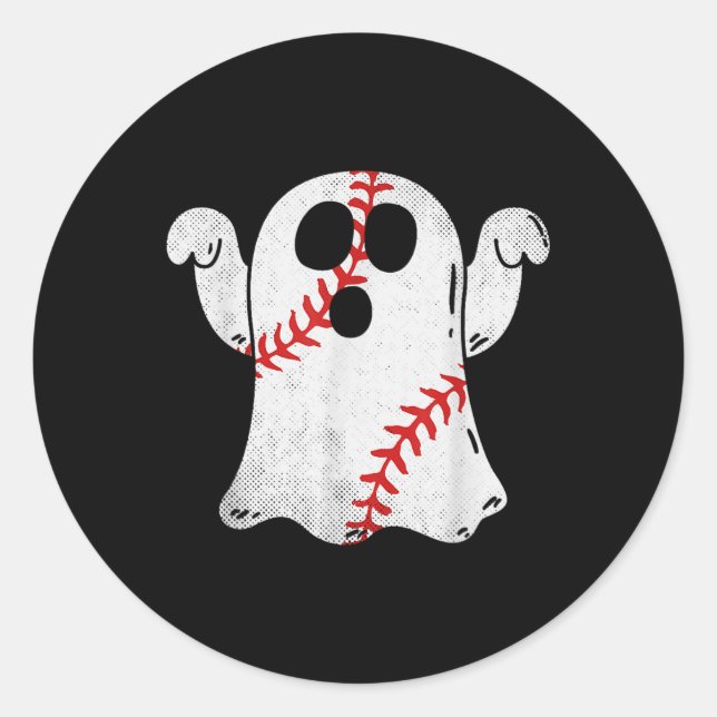 Adesivo Redondo Diversão Halloween Figurume Baseball Ghost Basebal (Frente)