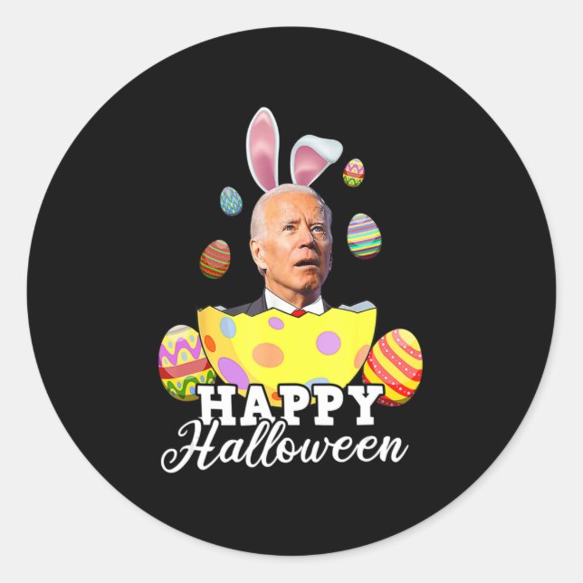 Adesivo Redondo Diversão Joe Biden Happy Halloween Fusera Páscoa C (Frente)
