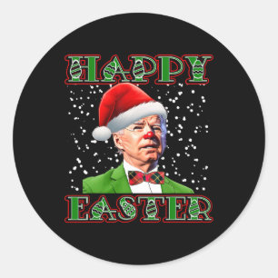 Adesivo Redondo Diversão Joe Biden Natal Confuso Páscoa Biden