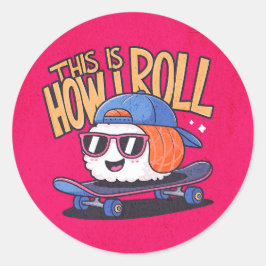 Adesivo Redondo Diversão Kawaii Sushi no skate