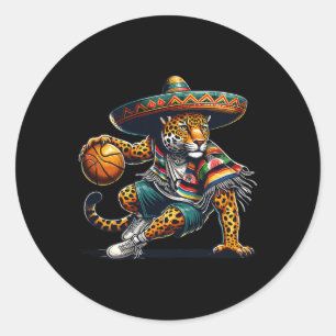 Adesivo Redondo Diversão Mexicana Cinco De Mayo Sombrero Jaguar Ba