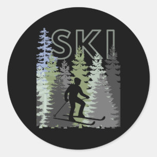 Adesivo Redondo Diversão Mountain Adventure Ski Squad Winter Sport