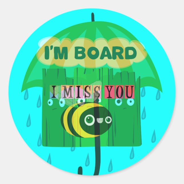 Adesivo Redondo Diversão Rainy Day: Uma Perspectiva de Abelha. "Eu (Frente)