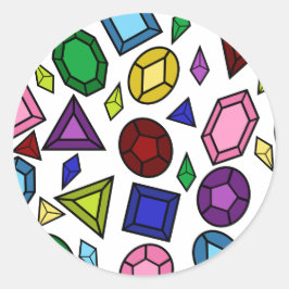 Adesivo Redondo Diversão Real do Arco-Íris Gemstones e Jewelry Pat