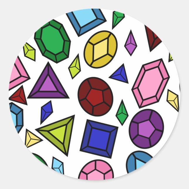 Adesivo Redondo Diversão Real do Arco-Íris Gemstones e Jewelry Pat (Frente)