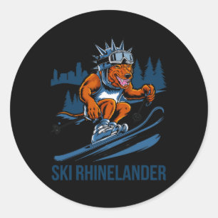 Adesivo Redondo Diversão Ski Rhinelander Winter Sports Adventure L