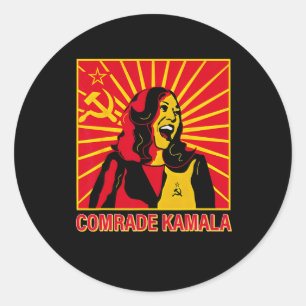 Adesivo Redondo Diversão Socialista Camala Commie La Harris 2024