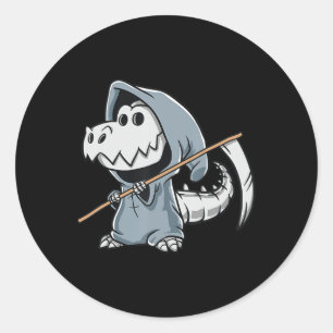 Adesivo Redondo Diversão TRex Skeleton Dino Grim Reaper Hallow