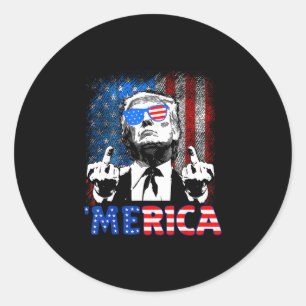 Adesivo Redondo Diversão Trump 4 De Julho Merica Bandeira American