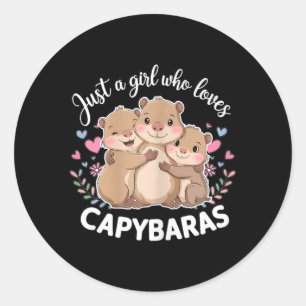 Adesivo Redondo Divertida Uma Garota Que Ama Capybaras Capybara Le