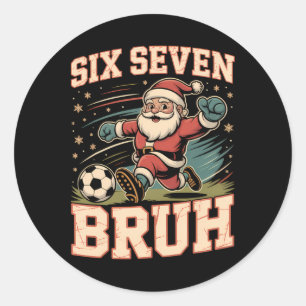 Adesivo Redondo Divertido 67 Meme Bruh Natal Futebol Papai Noel Xm