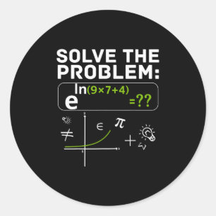 Adesivo Redondo Divertido 67 Meme de Matemática Resolva o Problema