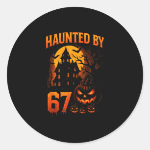 Adesivo Redondo Divertido 67 Meme Halloween Assombrado Sinistro Se