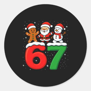 Adesivo Redondo Divertido 67 Meme Natal Seis Sete Papai Noel Bonec