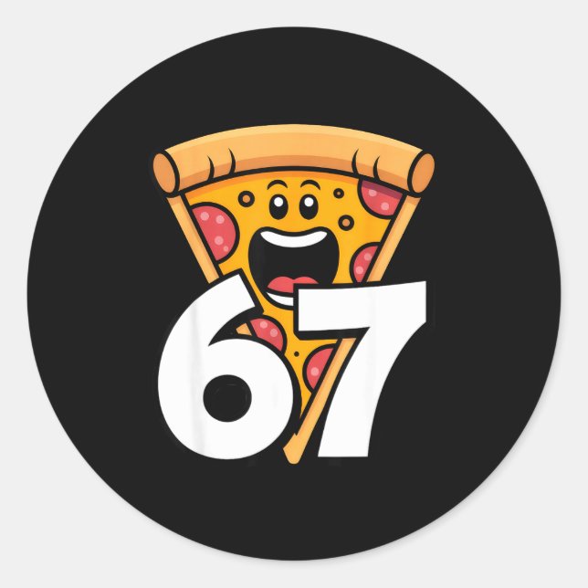 Adesivo Redondo Divertido 67 Meme Seis Sete Humor Comida Zza  (Frente)