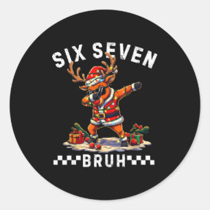 Adesivo Redondo Divertido 67 Natal Seis Sete Meme Reindeer Dabbing