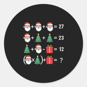 Adesivo Redondo Divertido 67 Papai Noel Árvore Professor de Matemá