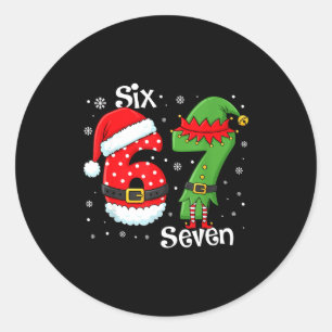 Adesivo Redondo Divertido 67 Seis Sete Meme 6 7 Elfo Papai Noel Na