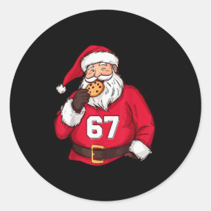 Adesivo Redondo Divertido 6 7 Meme Brainrot Papai Noel Para Menino