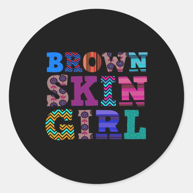 Adesivo Redondo Divertido Brown Skin Girl Gift Melanin Queen Décim (Frente)