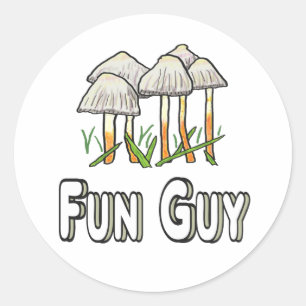 Adesivo Redondo Divertido Cara Engraçado Mushroom Pun