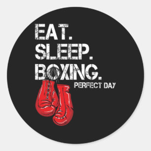 Adesivo Redondo Divertido Comer. Dormir. Repetir. Amante do Boxe D