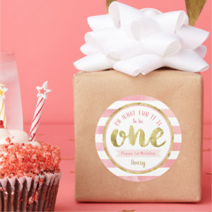 Adesivo Redondo Divertido de ser uma primeira Festa de aniversári