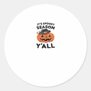 Adesivo Redondo Divertido É a estação Spooky Y'all Pumpkin Design