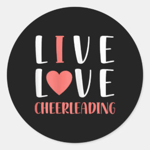 Adesivo Redondo Divertido Gráfico de Cheerleading ao Vivo Amor Mul
