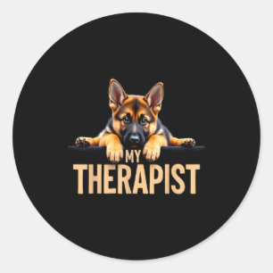 Adesivo Redondo Divertido Gsd Shep Cachorro Meu Terapeutico Pastor