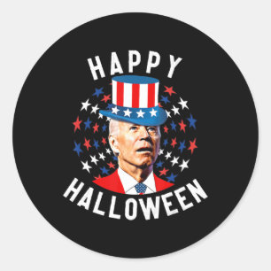 Adesivo Redondo Divertido Joe Biden Feliz Halloween Para O Quarto