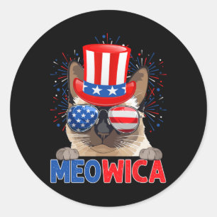 Adesivo Redondo Divertido Meowica Amante de Gato Siamês Dono Bande