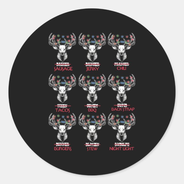 Adesivo Redondo Divertido Natal Arco Caça Papais noeis Homens Mulh (Frente)