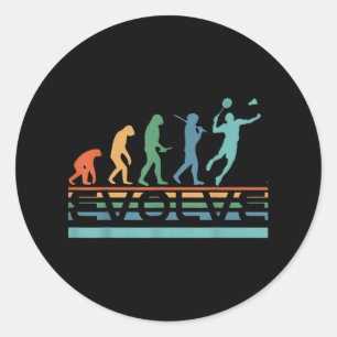 Adesivo Redondo Divertido Nerdy Evoluir Jogador de Badminton Evolu